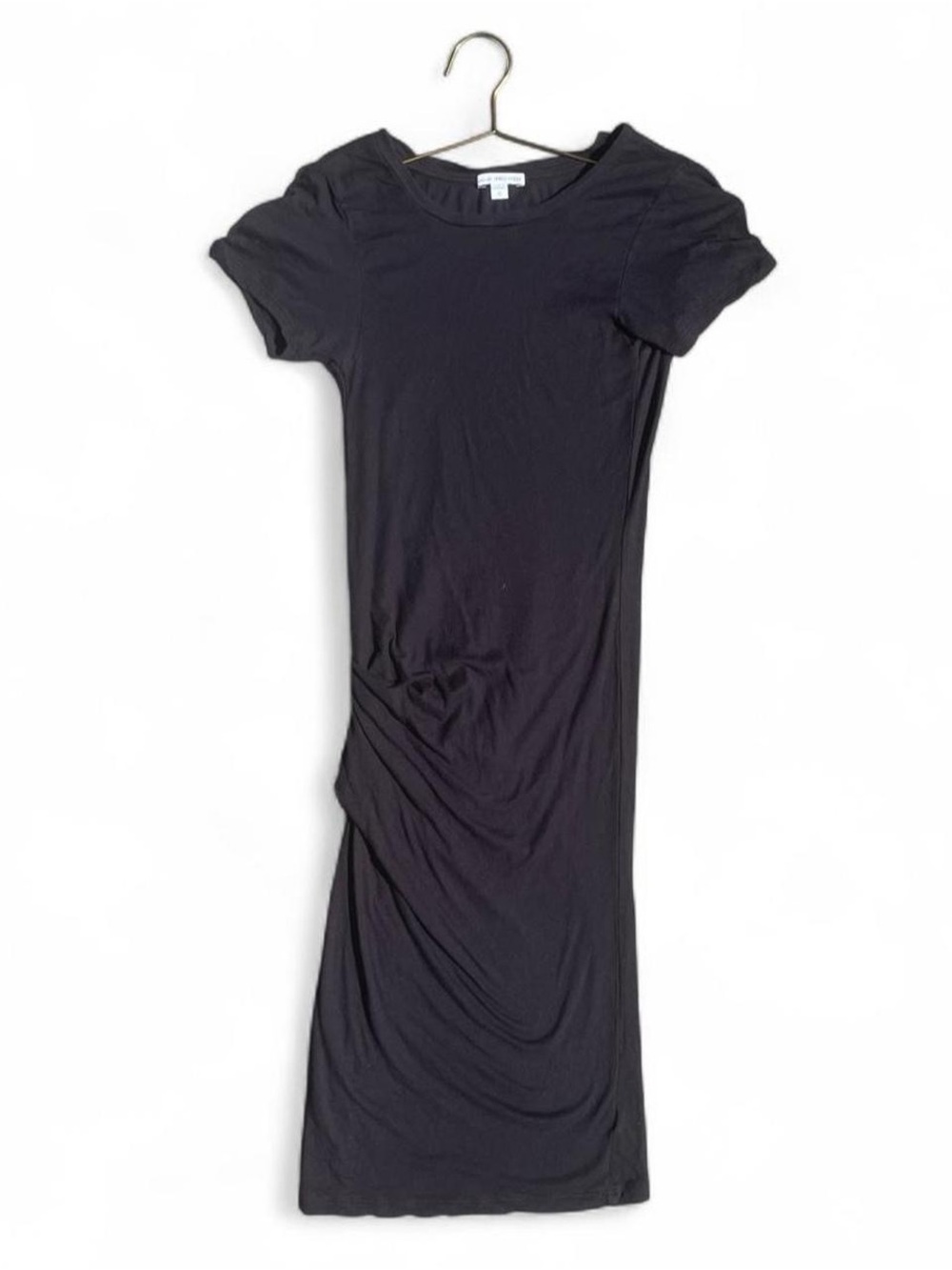 James Perse Charcoal Supima Cotton Side Ruched Midi Dress Size 0